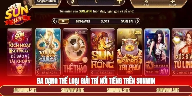 Đa dạng thể loại giải trí nổi tiếng trên Sunwin